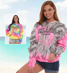 Gray Base Swirl Dye Crew Neck Sweatshirt