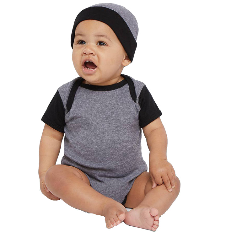 Infant baby rib bodysuit in granite heather black