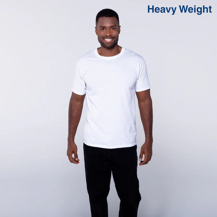 Adult Unisex Heavy Weight Crew Neck Short Sleeve T Shirt (White)